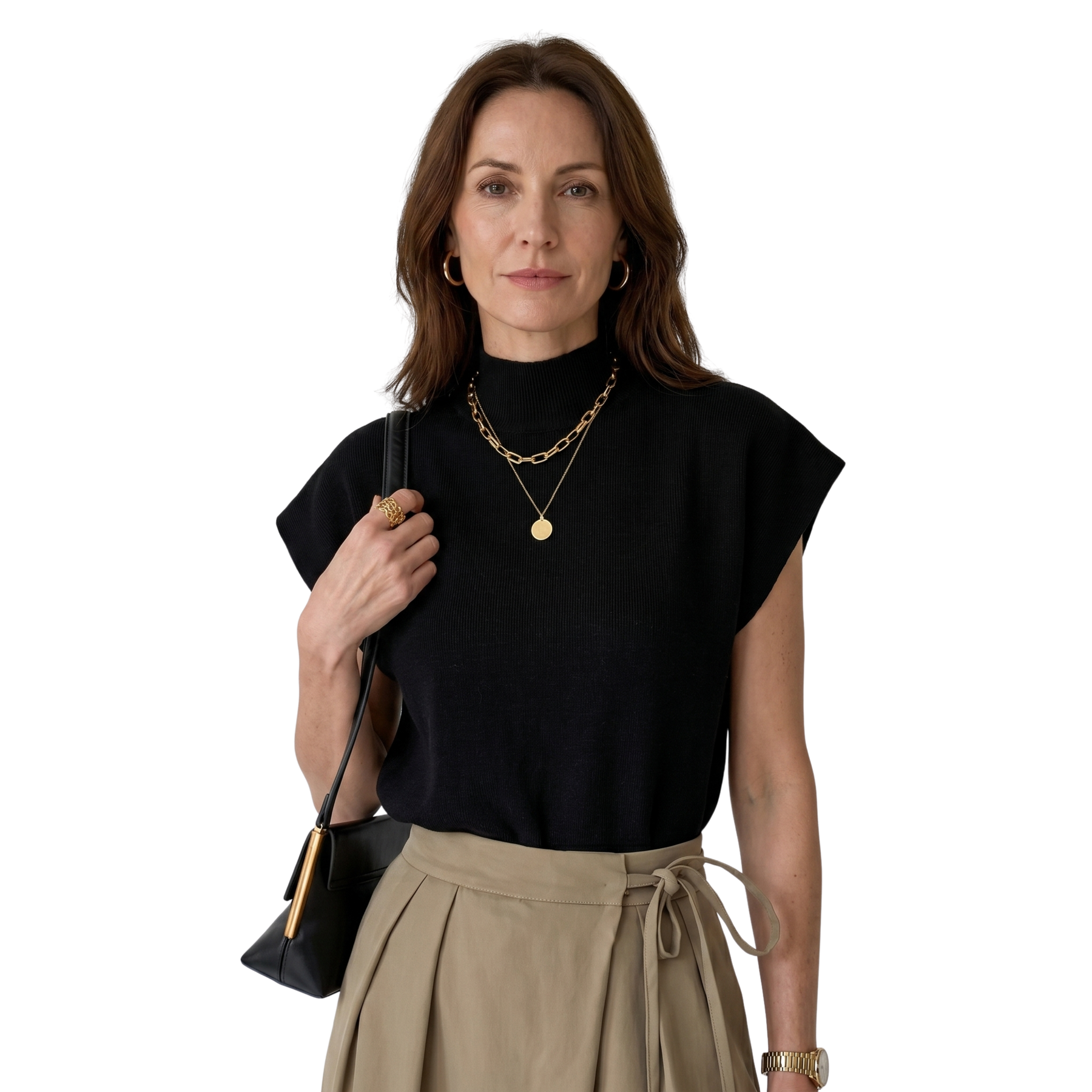Sweter bez rękawów z dzianiny dla kobiet